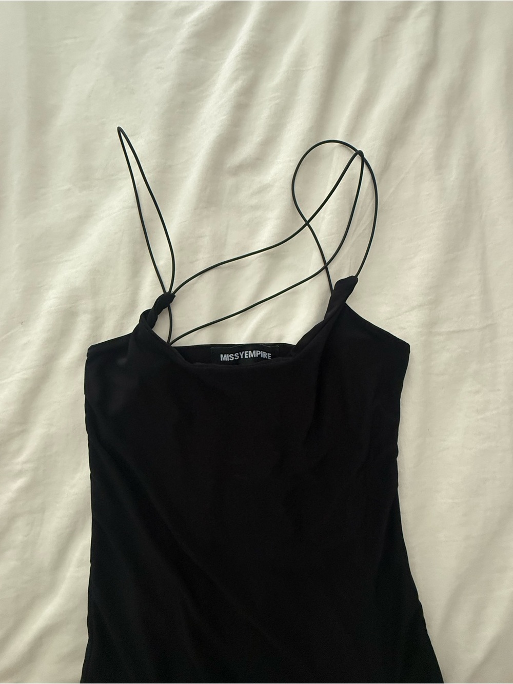 Missy Empire Black Asymmetrical Strappy Cami Top